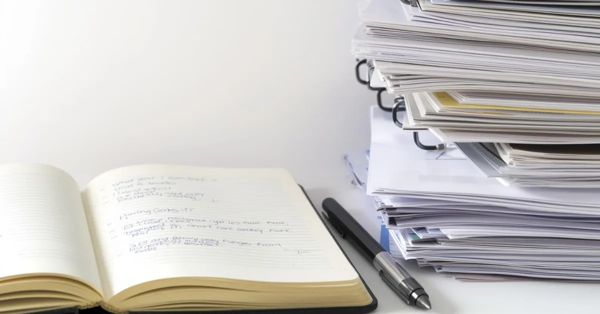 An open notebook beside a stack of research papers, representing the question of whether journaling actually works and what scientific evidence supports it.