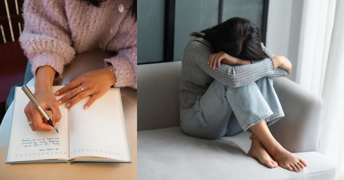 Does journaling help with anxiety? A person writing in a journal in a calm setting — exploring the science of journaling for anxiety relief.